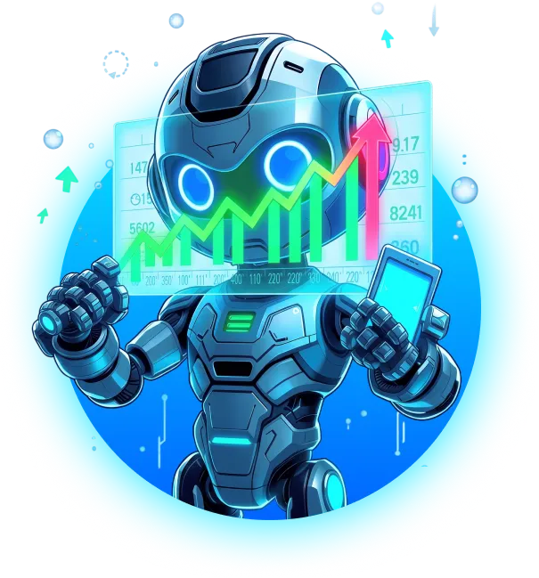 Crypto trading robot with an automated trading chart
